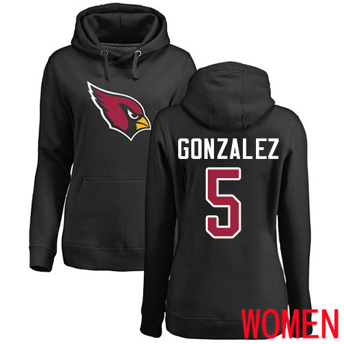 Arizona Cardinals Black Women Zane Gonzalez Name And Number Logo NFL Football #5 Pullover Hoodie Sweatshirts->women nfl jersey->Women Jersey